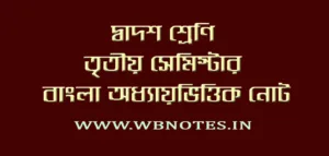 দ্বাদশ শ্রেণির তৃতীয় সেমিস্টার বাংলা নোট