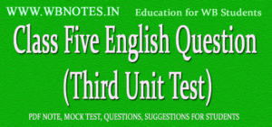 Class Five English Question (Third Unit Test)