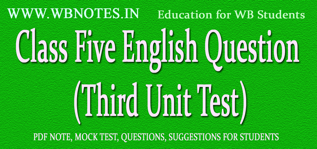 Class Five English Question (Third Unit Test)